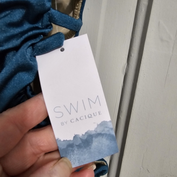 Cacique Shimmer Strappy Ruched-Side Swim Brief - Picture 5 of 7